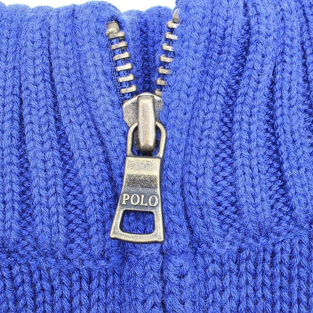 Ralph Lauren Boys‎ Size 24M Royal Blue Red Zip Mock Neck Sweater Pullover